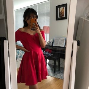 Off the shoulder red dress